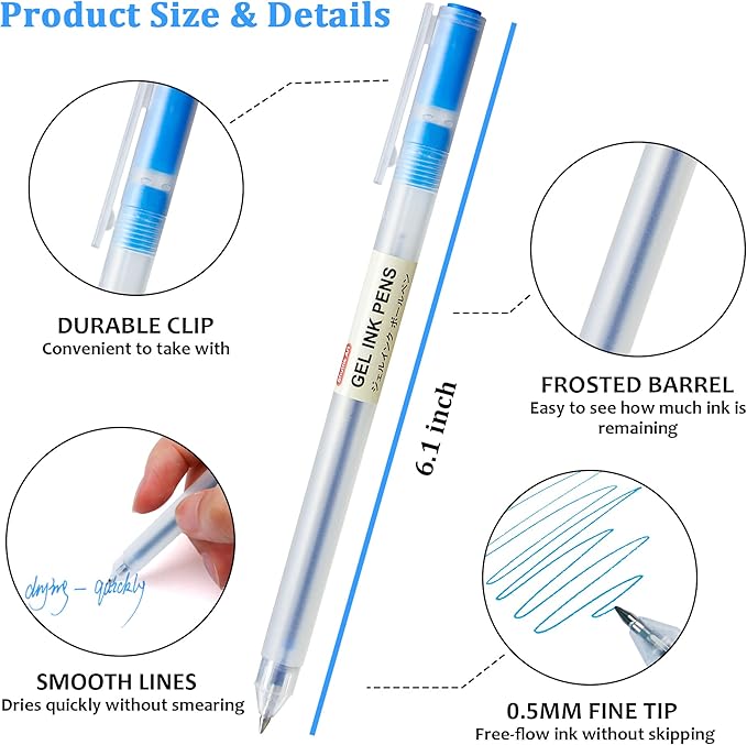 Shuttle Art Gel Ink Ball Point Pens, 15 Colors Japanese Style Pens, 0.5mm Fine Ballpoint Pens Quick Drying for Writing Journaling Home, School and Office Stationery Supply
