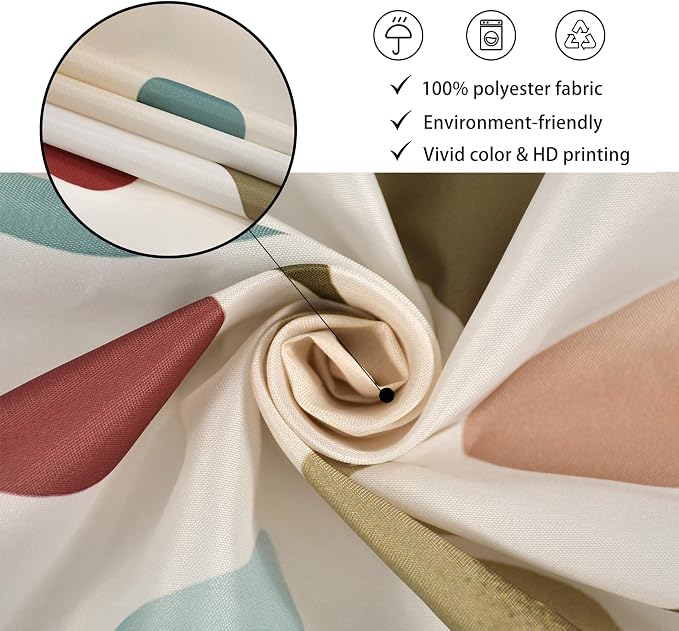 Colorful Floral Extra Long Shower Curtain, Wildflower Plant Leaves Cute Flower Spring Herbs Waterproof Fabric Machine Washable for Bathroom Bathtub Decor with Hooks 72Wx84H