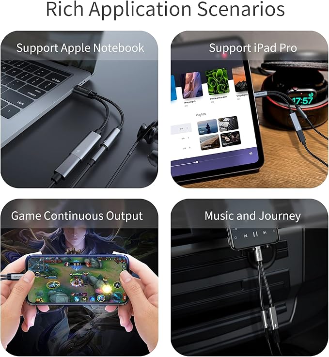 USB c to 3.5mm Headphone and Charger Adapter,2 in-1 USB C PD 3.0 Charging Port to Aux Audio Jack and Fast Charging Dongle Cable Cord (2 Ports-Gray)