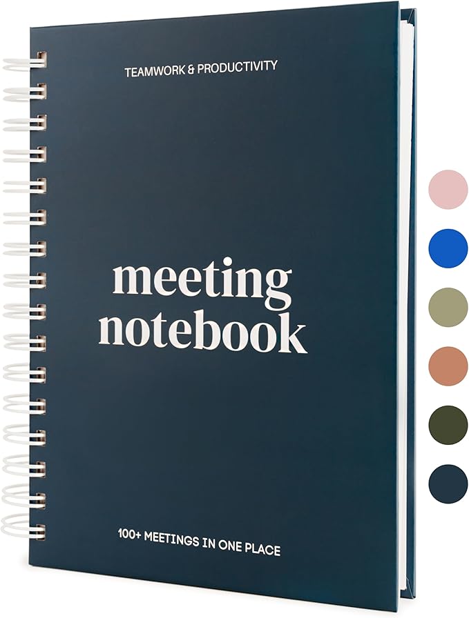 Lamare Meeting Notebook for Work Organization – Perfect Work Notebook for Note Taking & Meeting Planner for Productivity
