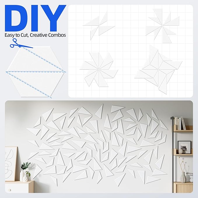10 Pack Acoustic Panels with Self-Adhesive 12"X10"X0.4" Sound Proof Foam Panels for Walls, High Density Soundproof Wall Panels, Z-Line Hexagon Sound Dampening Panels for Home Studio Decor Office-White