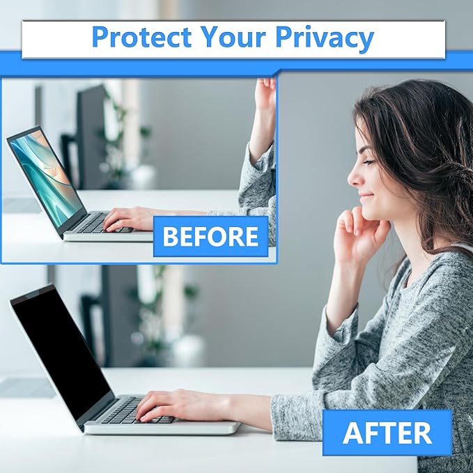 ZOEGAA Magnetic 14 Inch Laptop Privacy Screen Filter,Compatible with HP Dell Acer Asus Samsung Lenovo,for Removable 16:10 Widescreen Display Laptop Privacy Screen 14 inch and Anti-Glare Protector