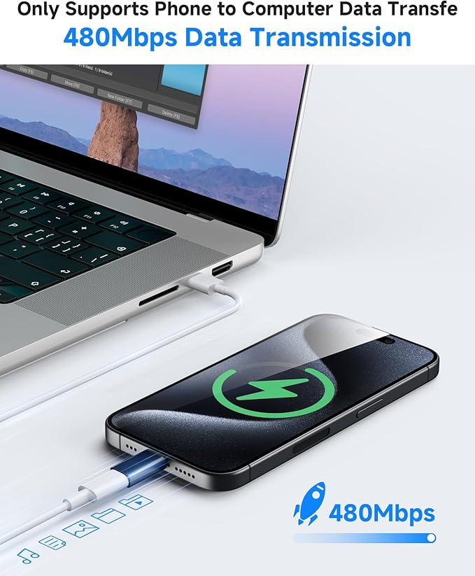 MFi Certified USB C to Lightning Adapter 4-Pack, 27W Fast Charging & Data Sync, Lightning to USB Type C Cable Adapter Compatible with iPhone 14/13/12/Pro/Max, iPad, AirPods, with Anti-Loss Lanyard