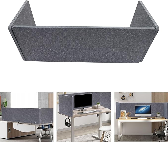 3 Pack Polyester Desk Dividers, Soundproof Room Divider Office Furniture Partitions Desk Panel with Clamps, Stand Up Freestanding Desk Privacy Panel for Office Classroom(59.1"x23.8"+23.8"x23.8")