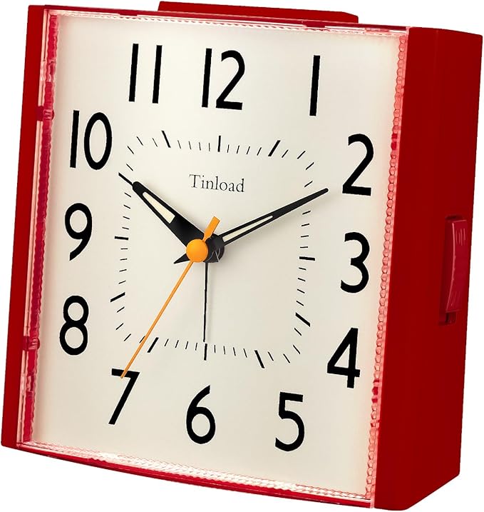 4.7" Vintage Retro Analog Alarm Clock, Super Silent Non Ticking Clock with Night Light, Snooze, Battery Operated, Simply Design, for Living Room, Bedroom, Bedside, Desk, Gift Clock