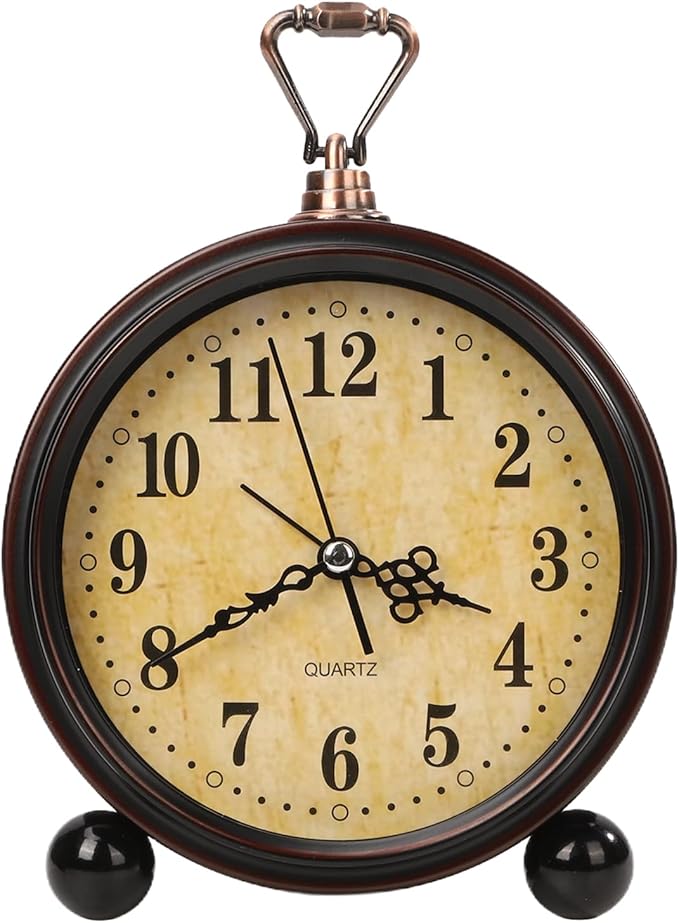 Blusaryme Loud Alarm for Deep Sleepers Desk Vintage Alarm Clock 5.25 inch Small Battery Operated Retro Clock Bedroom Live Room Decor Gift Clock