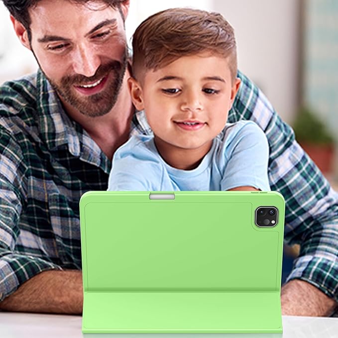 ZryXal iPad Pro 11 Inch Case (M5) 2025/ (M4) 2024 (Model: A2836/A2837/A3006), Trifold Stand Smart Cover with Pencil Holder and Soft TPU Back, Auto Wake/Sleep (Grass Green)