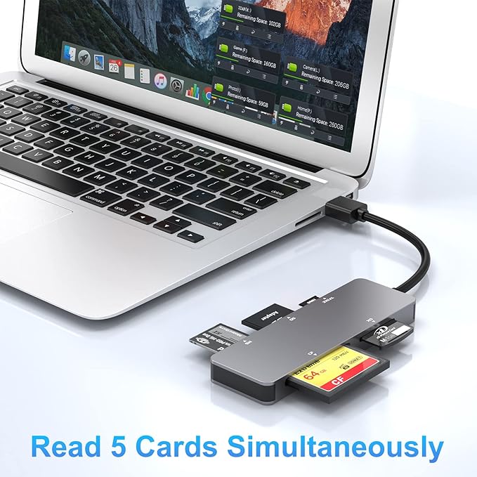 6-in-1 USB3.0 Multi Card Reader, USB 3.0 Memory Card Reader for SD SDXC SDHC Micro SD CF XD M2 MS MMC Camera Memory Card, Multi USB Card Reader/Writer(5Gbps) SD Card Reader for Windows,Mac OS,Linux