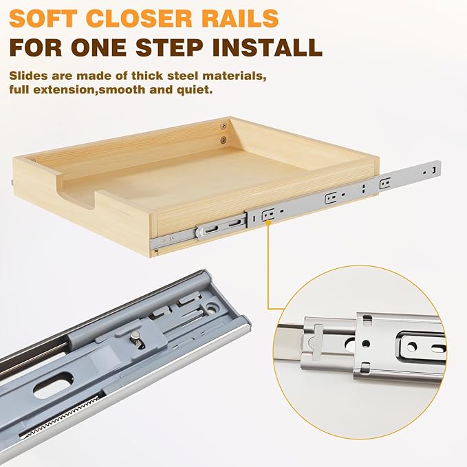 Grehitk Pullout Cabinet Organizer, 23''W×21''D×3''H Slide Out Shelves for Kitchen Cabinets, Pull out Drawers for Kitchen Cabinets, Pantry, Bathroom, & Storage Organization