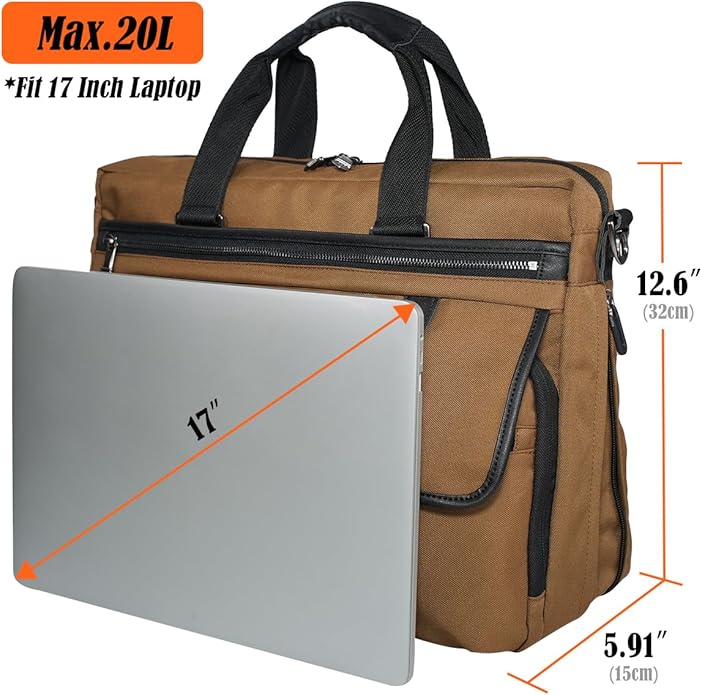 WELKINLAND 17-Inch Laptop Briefcases for Men, 4-Compartments Business Briefcase for Men, 13Pockets Laptop Messenger & Shoulder Bags, Expandable Briefcases For Man, Compact Mens Messenger Bags For Work