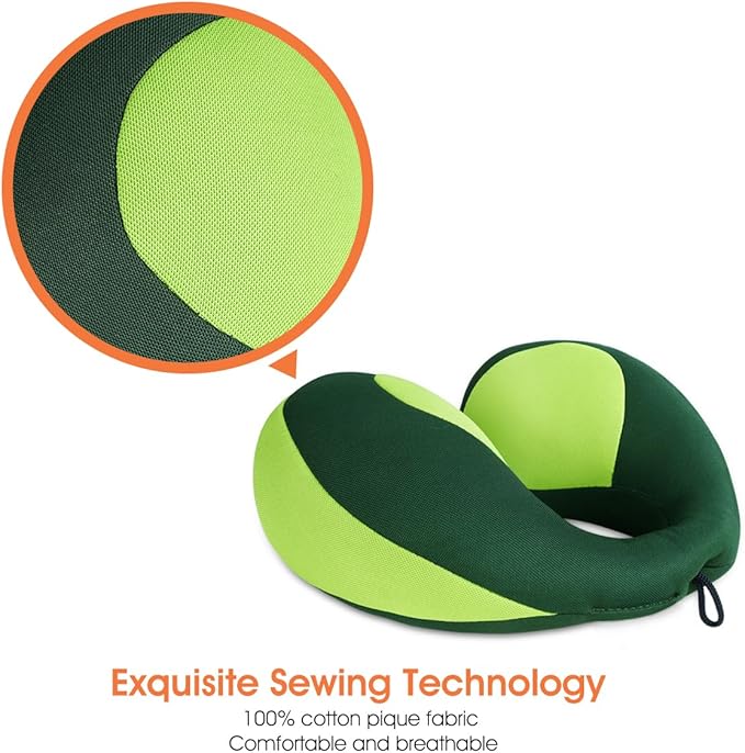 INFANZIA Kids Chin Supporting Travel Neck Pillow, Helps Support Head and Neck, Comfortably Designed for Head, Neck, and Chin Support - Gifts for Toddler/Child/Kids, Green
