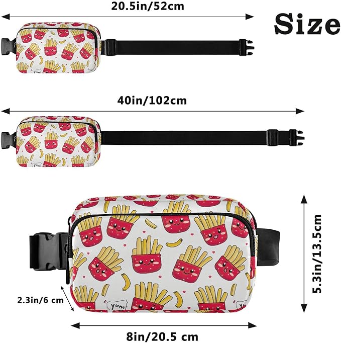 Kawaii Potato Franch Fries Fanny Pack for Women Men Water Resistant Fashion Waist Packs with Adjustable Strap Belt Bag for Travel Workout Jogging Hiking 21219320