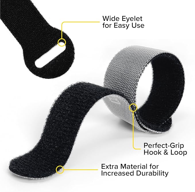 Self-Gripping Cable Ties by Wrap-It Storage, Macaron, 40 Pack (5 Inch and 8 Inch Straps) – Reusable Hook and Loop Cord Wraps for Home Office Desk Organization