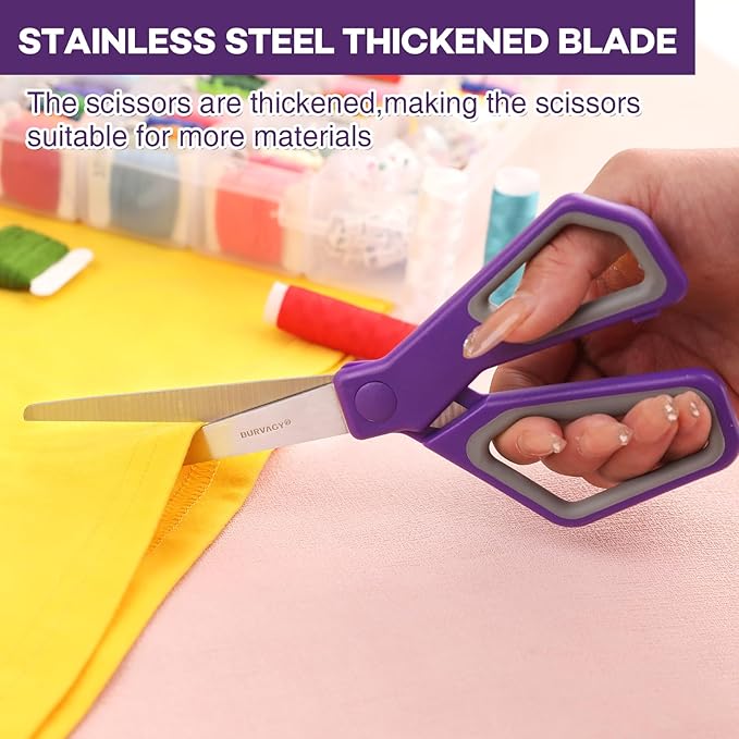 BURVAGY 42Pack 8" Scissors All Purpose, Heavy Duty Scissors with Ultra Sharp Blades Comfort Grip Handles - For Office Home School Sewing Fabric Crafts, High/Middle School Student Teacher Scissor