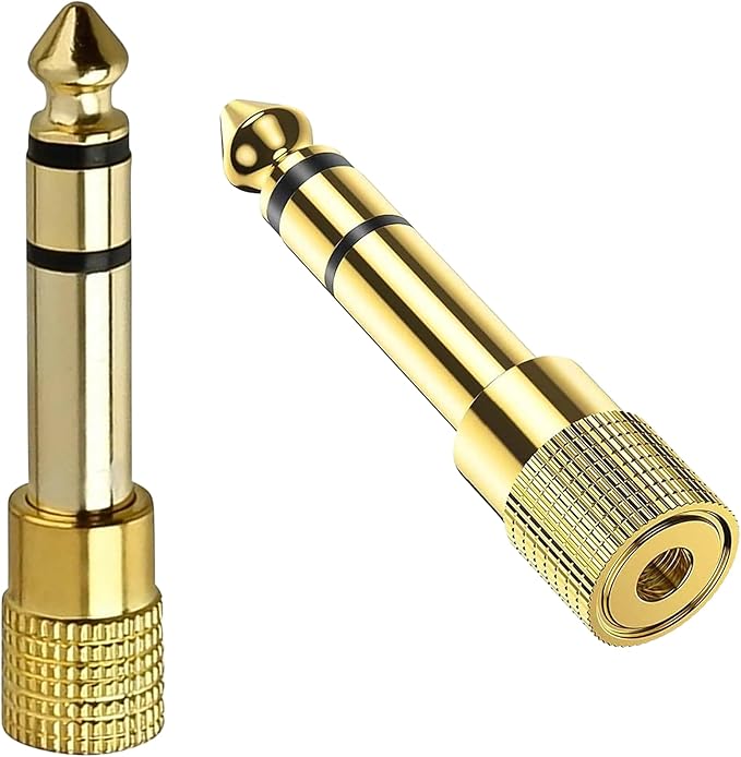 MASTERLINK 1/8” (1/4 inch) Male to 3.5mm (1/8 inch) Female Stereo Audio Jack Adapter for Aux Cable, Guitar Amplifier, Headphone, 2 Pack