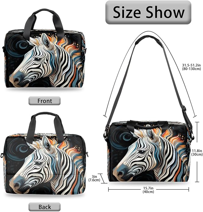 JXDXHCW Animal Zebra Laptop Bag Carrying Case 15.6 Inch Laptop Briefcase Messenger Shoulder Bag for Tablet Computer Bag for Travle Business Men Women