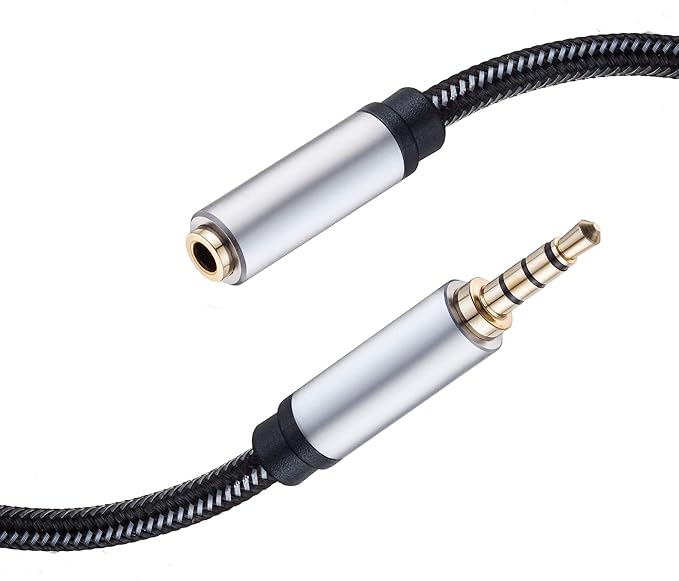 Audio Mic Extension Cable 30Ft,3.5mm Aux Headphone Extender 4-Pole Jack Plug Extension Lead Stereo Male to Female Braided Cord for Headset,TV,Laptop,Phone,Switch Lite,Car,PS4,Xbox and More(30Ft/10M)