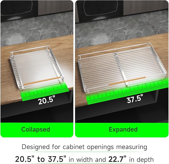 SOFRON Expandable Pull Out Drawers for Cabinets, Kitchen Cabinet Slide Out Shelves, Adjustable Roll Out Drawers, X-Large 2 Pack