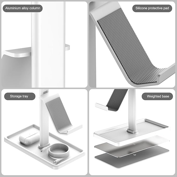 SHUOSUO Controller Holder, Headphone Stand, Gaming Controller Stand for Xbox PS5 PS4 Switch, Headset Holder with Storage Organizer, Universal Desk Game Accessories (White)