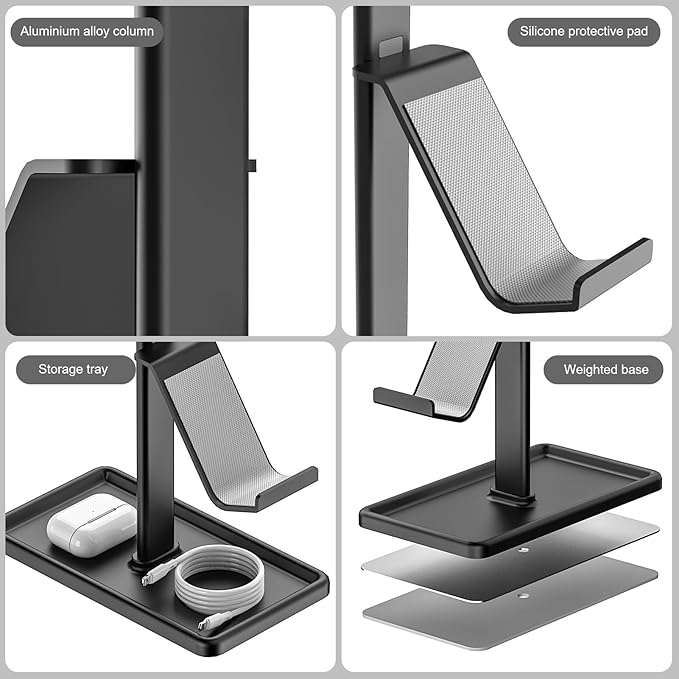 SHUOSUO Controller Holder, Headphone Stand, Gaming Controller Stand for Xbox PS5 PS4 Switch, Headset Holder with Storage Organizer, Universal Desk Game Accessories (Black)