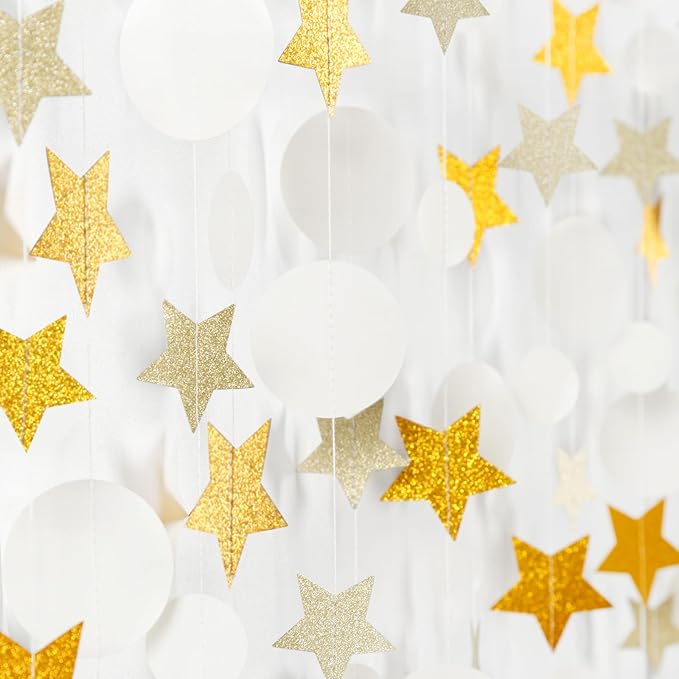 White-Gold Wedding Engagement Party-Decorations Garland - 52Ft Boho Anniversary Brunch Hanging Decoration Streamers Banner, Bachelorette Neutral Baby Bridal Shower Birthday Decor Panduola