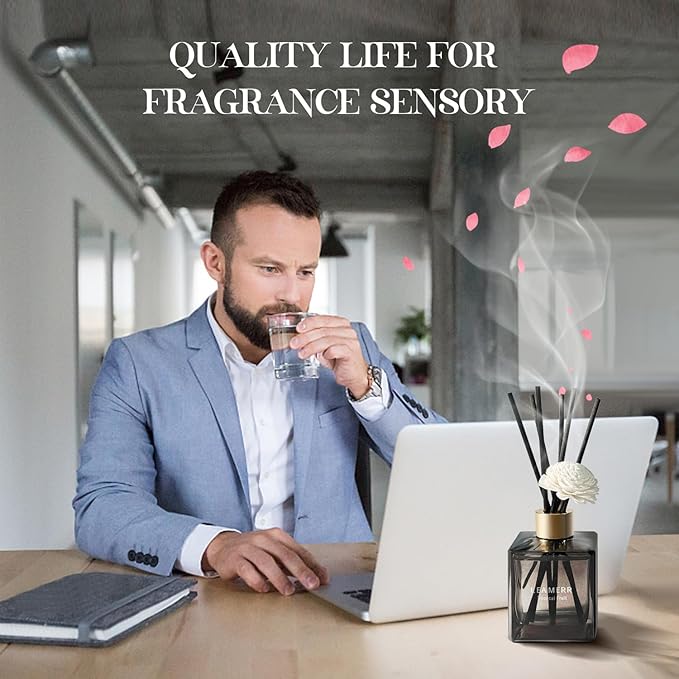 LEAMERR Reed Diffuser Set, My Way Floral Fragrance Diffuser 6.1 fl oz with 6 Reed Sticks Long-Lasting Home Fragrance Reed Diffuser for Home Room Office Bathroom Shelf Decor