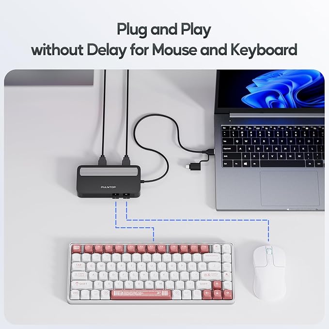 PULWTOP Dual DisplayLink Docking Station, USB C Docking Station Dual 4K@60Hz Display for MacBook M1/M2/M3/Windows, Universal Laptop DockingStation, DisplayPort or HDMI, 2 USB A 2.0, Ethernet
