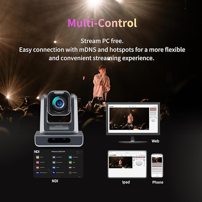 zowietek 4K PTZ Camera PoE, 25X Optical Zoom, Simultaneous HDMI and SDI Output, USB Out for Conference, RTSP/RTMP(s)/SRT, Standalone IP Live Streaming to YouTube for Meeting, Church, Event