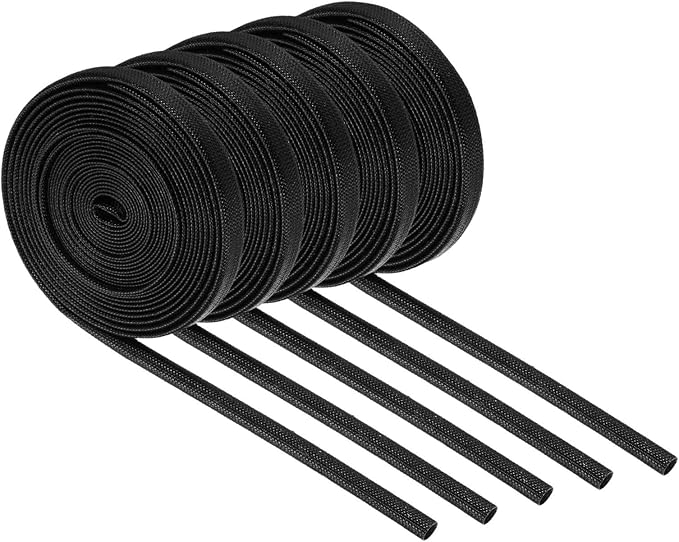 MECCANIXITY 5Pcs Wire Insulation Braid Fire Sleeve,9.8Ft-3mm ID Black, High Temp Silicone Coated Fiberglass Sleeving for Automotive Hose Lines Electrical Wiring