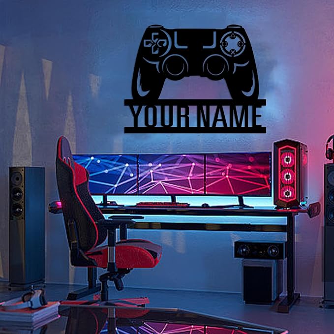 Personalized Gifts for Couples Custom Metal Signs Gaming Metal Sign,Personalized Gaming Decor Wall Decorations for Living Room,Boys Game Room Decor,Gamer Presents