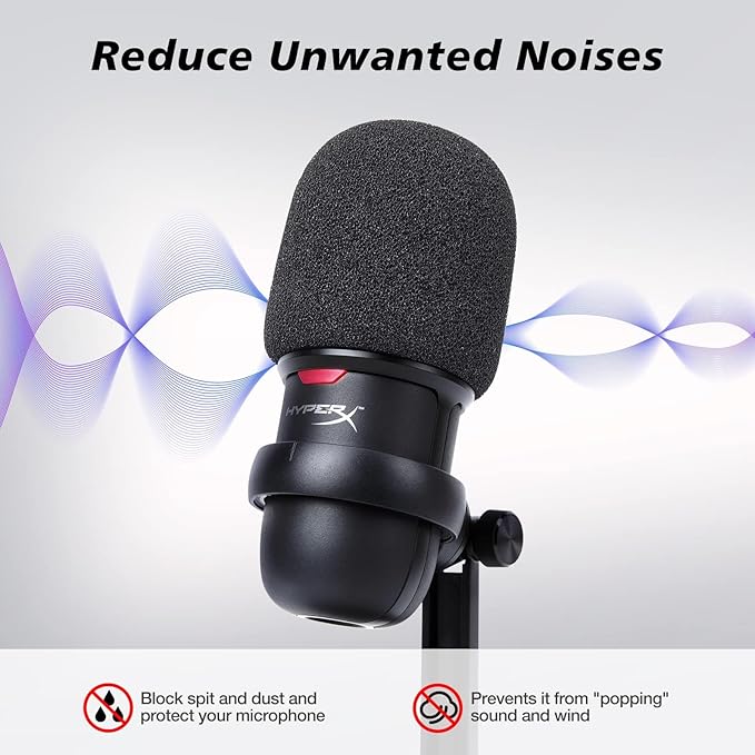 SoloCast Microphone Pop Filter Windscreen - Noise Reduction Gaming Mic Foam Covers, Mic Foam Cover Pop Filter Compatible with HyperX SoloCast White by SUNMON