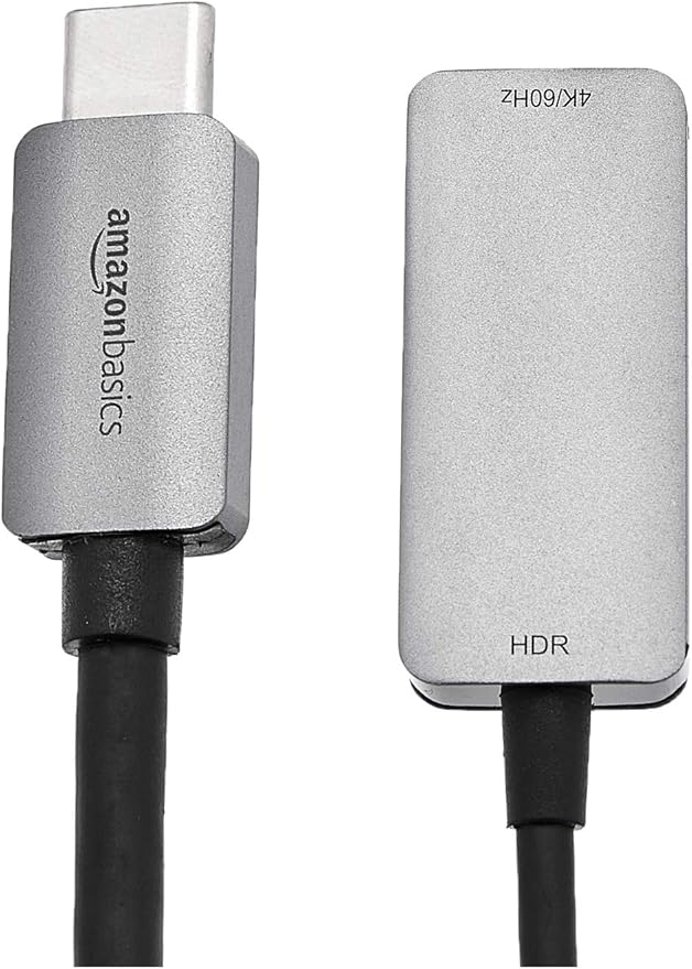 Amazon Basics USB-C 3.1 Male to HDMI Female Adapter for Phone and Tablet, 4K@60Hz, Portable, Plug and Play, Gray, 1.69 x 1.45 x 0.43 inches