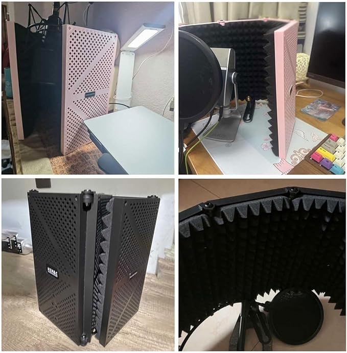 Portable Desktop Soundproof Cover,Microphone Soundproofing Acoustic Foam Panel,Self Made Sound Booth Box,Home Recording Equipment,for Music Practice Room(Blue)
