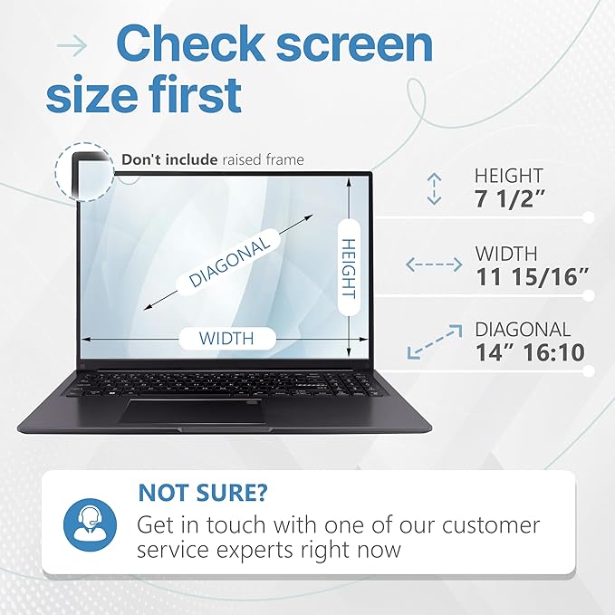 VINTEZ 14 Inch 16:10 Privacy Screen for Computer Monitor and Laptop - Anti Glare Protector Film Blue Light Filter Eye Protection - Computer Screen Privacy Shield, [1 Pack]
