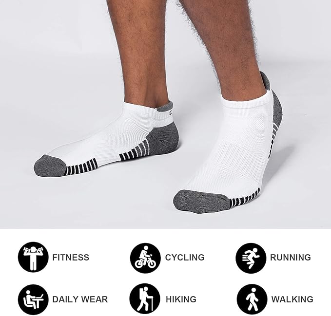 Lapulas Athletic Running Ankle Socks, Low Cut Cushioned Anti-Blister Tab Sports Socks Men Women 6Pairs
