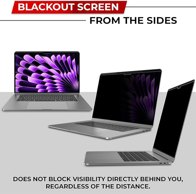 SightPro Magnetic Privacy Screen for MacBook Air 15 Inch (2023-2025, M2, M3, M4) Removable Laptop Privacy Filter Shield and Protector