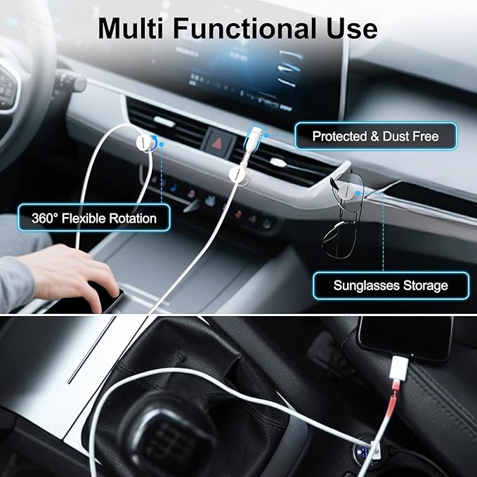 6 Desktop Cord Organizer Magnetic Spring Cable Clips Rotatable Cord Holder 2 Charging Cord Protecors for Nightstand Phone Charger Organizer Computer Desk Cable Management Appliance Adhesive Wire Strap
