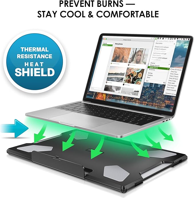 DeskLogics Laptop Lap Desk for Bed & Couch, Portable Laptop Lap Pad with Retractable Left/Right Mouse Pad, Stable & Comfortable Lap Tray for Sofa, Travel, Writing & Home Office