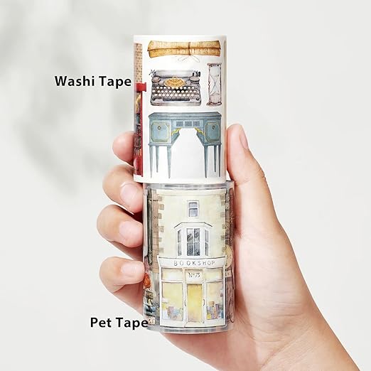 WT Pre-Cut Cats and Books Wide PET Tape, One Roll 5 Meters, Decorative Cute PET Tape for Bible Journaling, Bullet Journal Supplies,Scrapbooking Supplies,Planners, Party Decorations