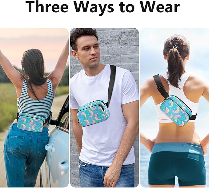 Gradient Moons Star Fanny Pack for Women Men Water Resistant Fashion Waist Packs with Adjustable Strap Belt Bag for Travel Workout Jogging Hiking 21219046