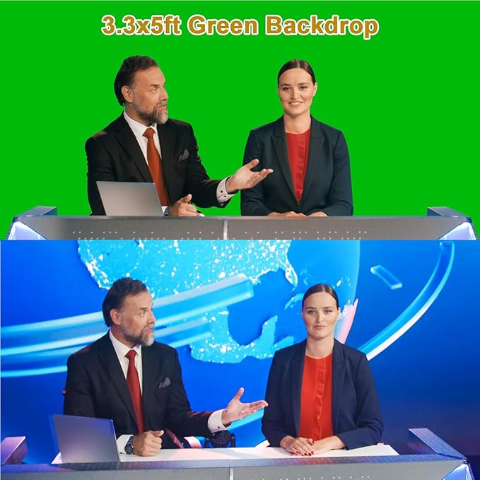 UTEBIT Green Screen Backdrop, 3.3x5 Ft Photography Greenscreen Background for Photo Video Studio, YouTube Video Streaming Zoom, Low Temperature Ironing to Remove Wrinkles