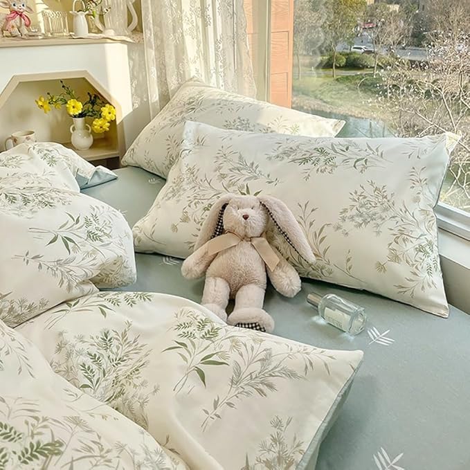 LifeTB Vintage Floral Comforter Set King, 3 Pieces Boho Floral Bedding Comforter Botanical Flowers Comforter with 2 Pillowcases, Fluffy Soft Cottagecore Bedding Set Flowers Pattern King Comforter Set