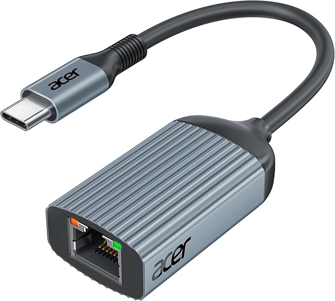 Acer USB C to Ethernet Adapter, Plug and Play RJ45 to Type C Network Dongle(Thunderbolt 3/4 Compatible), 1Gbps Aluminum USB-C LAN Adapter for Laptop, MacBook Pro/Air, iPad Pro, iPhone 15/16, Dell XPS