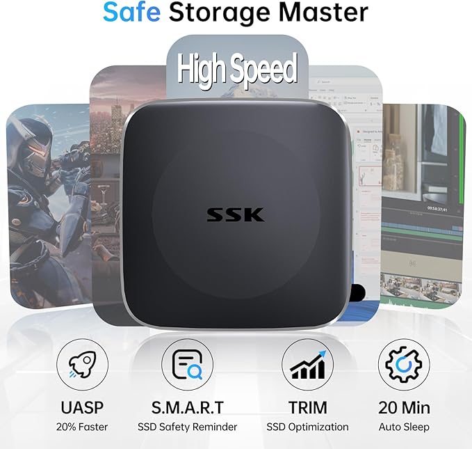 SSK External Drive 128GB,Portable-SSD-Drive up to 550MB/s,SSD External Hard-Drive Type C+USB A Fast Portable Solid State Drives USB-3.2 GEN2 USB Storage for iPhone 15/Android/Windows/Tablet/Mac
