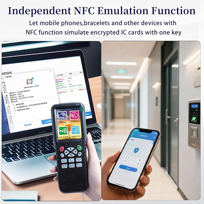X100 RFID Reader Writer (RFID Copier Multi-Frequency Smart Card Reader ID IC Elevator Card RFID Writer for Access Control System with 125khz T5577 Key Fobs/Cards and 13.56mhz IC Key Tags)