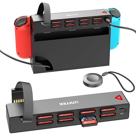 Unitek Switch Game Card Reader, Upgrade Version Multi Switch Game Switcher with Remote Control, 8 Cards Reading & Quick Switching Adapters for Nintendo Switch/Switch OLED(8 Games Switching)