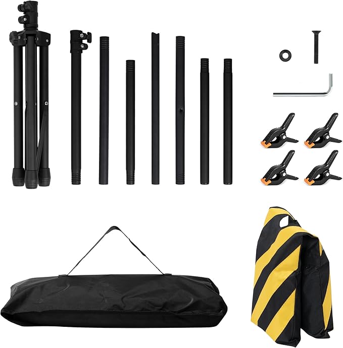 T-Shape Portable Backdrop Stand, 6.5x3.2ft Adjustable Photo Background Stand Kit, Sturdy Small Back Drop Holder with 4 Spring Clamps, Carry Bag for Parties, Photography and Video Studio