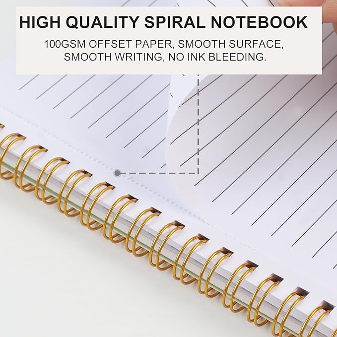 Joyberg Aesthetic Spiral Notebook, 2PCS Cute Notebook, 8.3" x 6" Notebook For Women, A5 Spiral Journal Notebook for Office/School/Home (Pink & Beige)