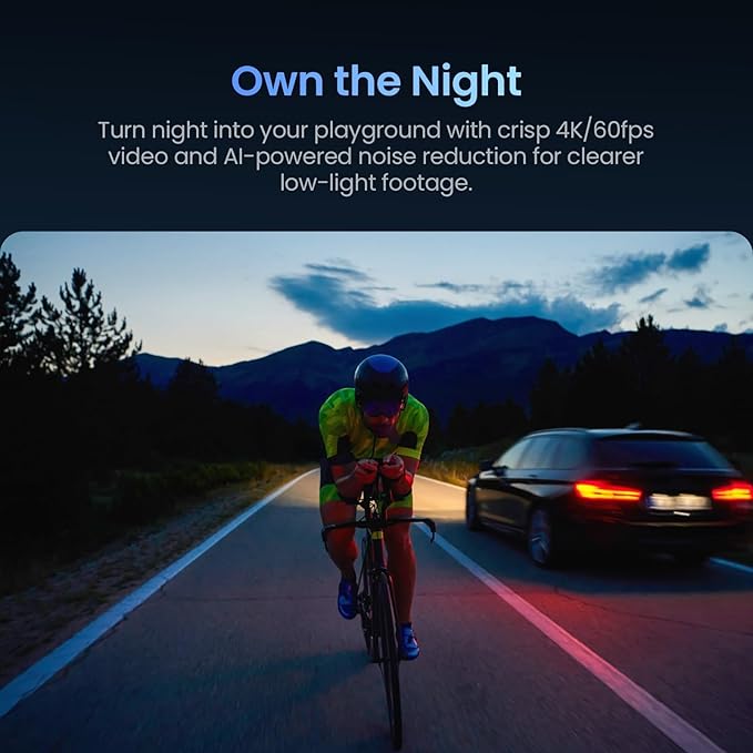 Xtra Edge Pro Action Camera, 4K Vlogging Camera with 1/1.3'' Sensor, 65ft Waterproof, Night View & Stabilization for Cycling, Diving, Sports Shooting