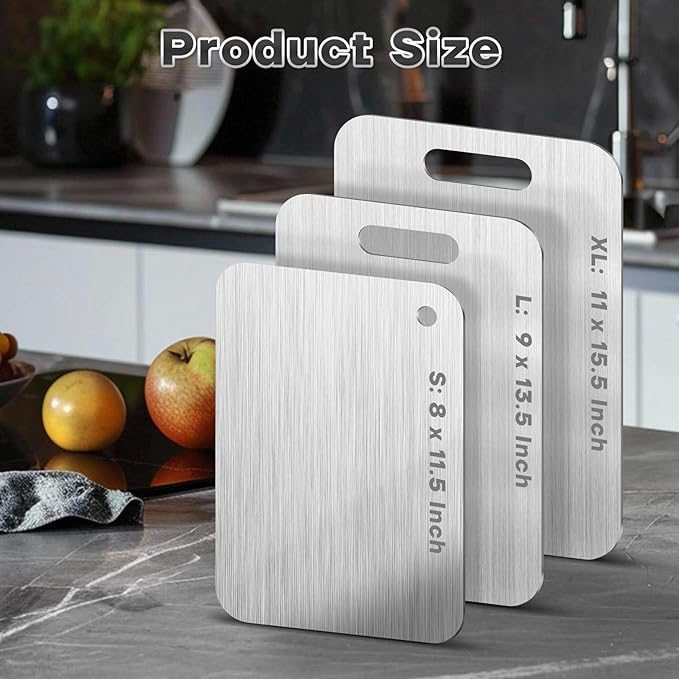 Katuchef Titanium Cutting Boards for Kitchen 100% Pure Ti Katu chef Titanium Cutting Board set Double Sided Non Toxic Titanware Chopping Board,Durable Dishwasher Safe Cutting Boards(1PC-XL-11x15.5In)